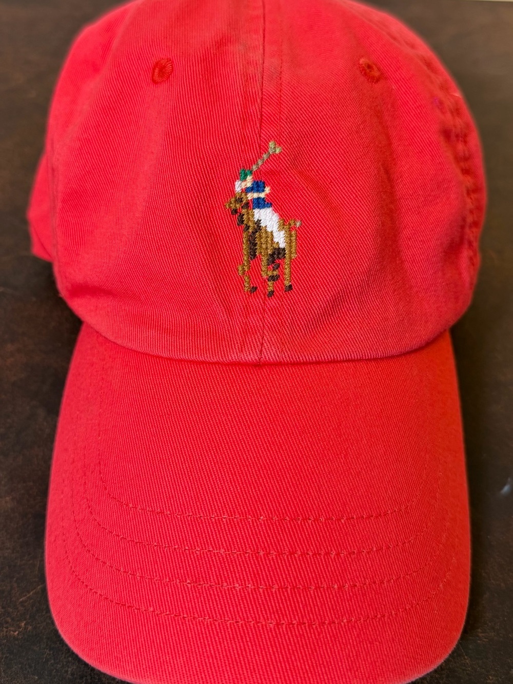 Polo Golf Ralph Lauren Red  Needlepoint Polo Pony Cap